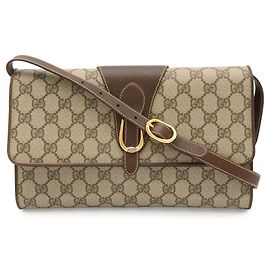 GUCCI Old GG Plus Shoulder Bag Pochette Marrone