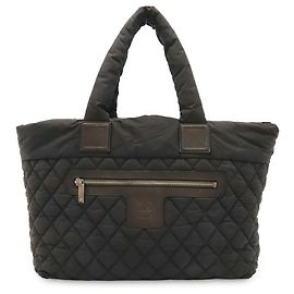 CHANEL Coco Cocoon Medium Tote Bag Black Red
