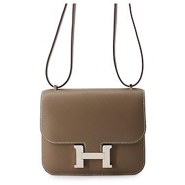 Hermès Bolso de Hombro Mini Constance Hermes Gris pardo