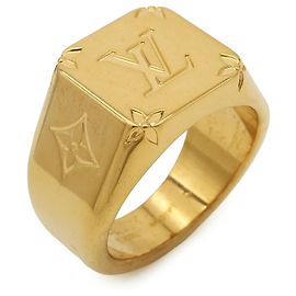 Louis Vuitton Gold Plated Signet Ring Golden