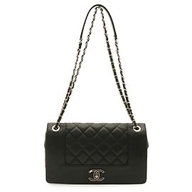 Borsa a tracolla Chanel Mademoiselle Double Flap Chain Nero