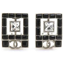 Orecchini a clip Chanel nero e argento Nero Argento