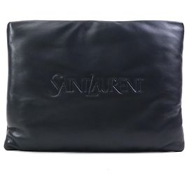 Clutch de couro preto Saint Laurent Preto