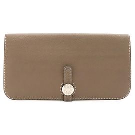 Hermès Hermes Dogon Rect Verso Long Bi-fold Wallet Taupe