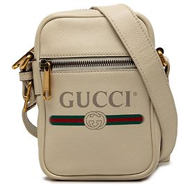 Bolsa transversal Gucci branca em couro de vitelo granulado com logotipo Branco