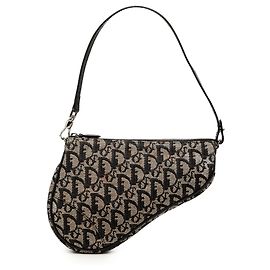 Dior Black Mini Diorissimo Canvas Saddle Pochette Black