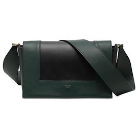 Céline Bolsa de ombro Celine Green Medium Shiny Smooth Calfskin Frame Verde Verde escuro