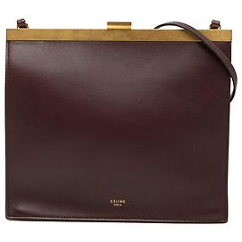 Céline Bolsa Celine Red Mini em couro de bezerro liso com fecho Vermelho Bordeaux