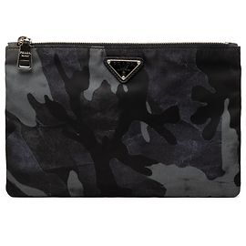 Prada Blue Tessuto Camouflage Clutch Blau