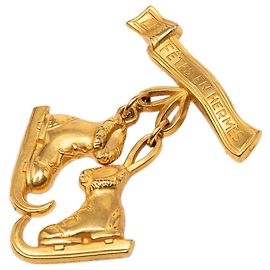 Hermès Les Fetes Brosche vergoldet Gold Golden