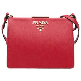 Borsa a tracolla Prada Red Saffiano and City Calf Light Frame Rosso