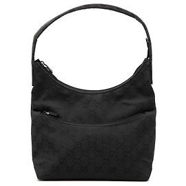 Gucci Black GG Canvas Shoulder Bag Black