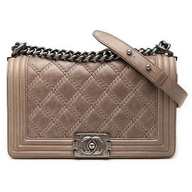 Chanel Brown Old Medium Aged Calfskin Double Stitch Boy Flap Marron