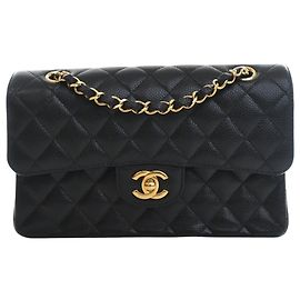 Chanel Black Small Classic Caviar Double Flap Nero