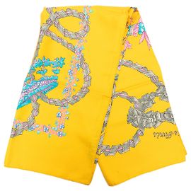 Sciarpa in seta Hermès Yellow Le Sacre du Printemps 90 Giallo