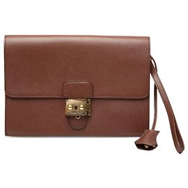 Pochette Clutch Hermès Brown Courchevel Jet Marrom