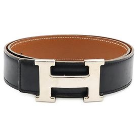 Hermès Hermes H-Belt Reversible Box Calf Leather Brown Black