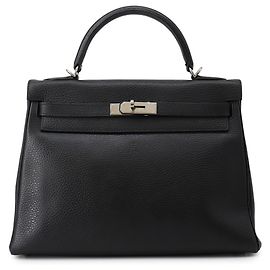 Hermès Borsa Hermes Kelly 32 in pelle Ardennes nera Nero