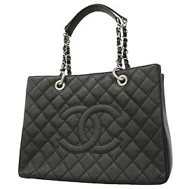 Borsa Tote Chanel in pelle di vitello martellata nera Nero