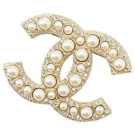 Spilla Chanel con strass D'oro