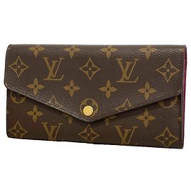 Cartera larga Sarah Monogram Louis Vuitton Castaño Fucsia
