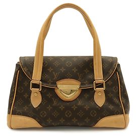 Bolso de Hombro Louis Vuitton Monogram Beverly GM Castaño Negro Blanco Monograma