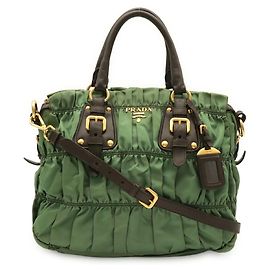 Prada Tessuto gesteppter Tote Bag Braun Khaki
