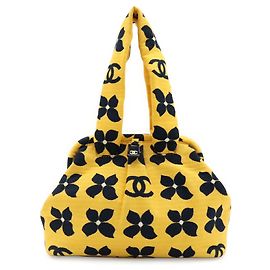 Bolsa Chanel Coco Mark Flower Preto Amarelo