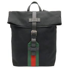 GUCCI Band Techno Canvas Web Line Sherry Backpack Black Red Green