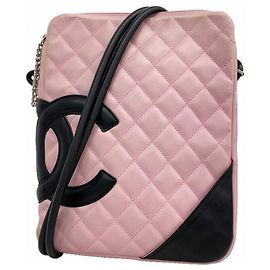 Borsa a tracolla Chanel Cambon in agnello Nero Rosa