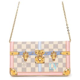 Louis Vuitton Damier Azur Chain Wallet Pink