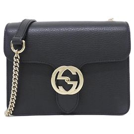 Borsa a tracolla in pelle nera Gucci Nero