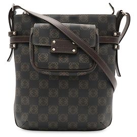 Bolsa de Ombro Loewe Repeat Anagram Marrom Preto Castanho escuro