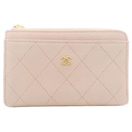 Chanel Pink Goatskin Card Case Pink