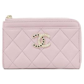 Chanel Pink Lambskin Card Case Pink
