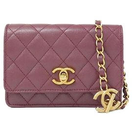 Chanel AP3480 Bordeaux Grained Calfskin Chain Shoulder Wallet Bordò