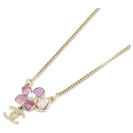 Colar Chanel ABG813 Rosa Branco Dourado