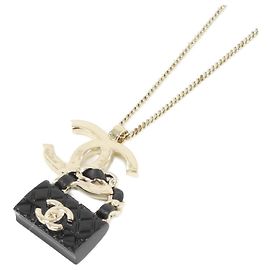Collier en cuir Chanel ABA013 Noir Doré