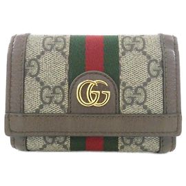 Cartera tríptico Gucci Ophidia Castaño Beige