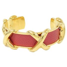 Hermès Hermes Rouge Vif Courchevel Leather Bangle Red
