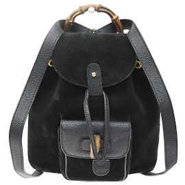 Gucci Vintage Bamboo Suede Small Black