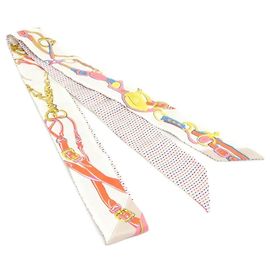Hermès Sciarpa Twilly Twins BRIDES DE GALA Hermes Bianco Multicolore