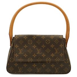 Bolso de hombro Louis Vuitton Monogram Mini Looping Castaño