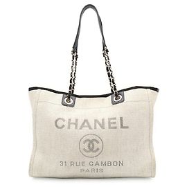 Borsa Tote Chanel Deauville Line Nero Bianco Grigio