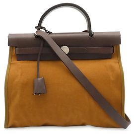 HERMES Hermès Herbag Zip PM Handbag Light brown Dark brown