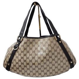 Bolsa de Ombro GUCCI Crystal Monogram Medium Marrom Escuro/Bege Marrom Bege