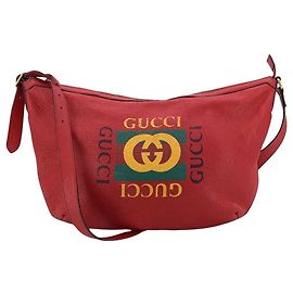 Bolsa Hobo Gucci em couro meia lua Vermelho