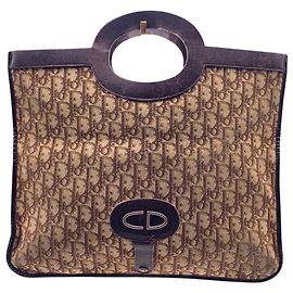 Clutch in tessuto vintage Dior Trotter Marrone