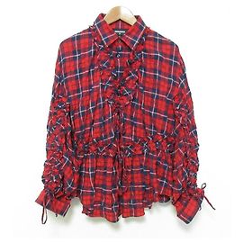 Autre Marque Dsquared2 Rüschenbluse mit Karomuster Rot Blau