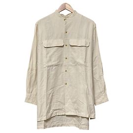 Autre Marque camicia unfil in twill di seta e cotone con collo alto Beige Crudo